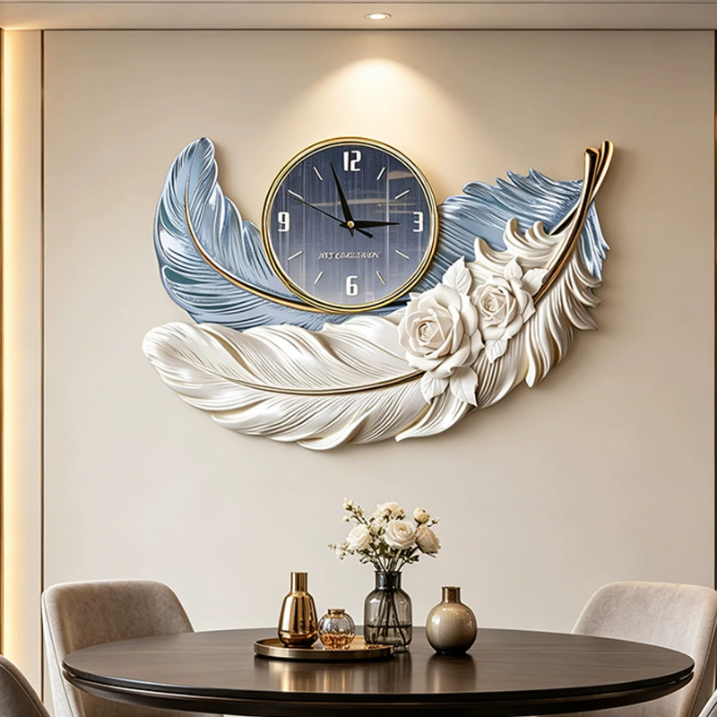 Resin Art Wall Clock - High-end Feather Design Wall Clock Luxury