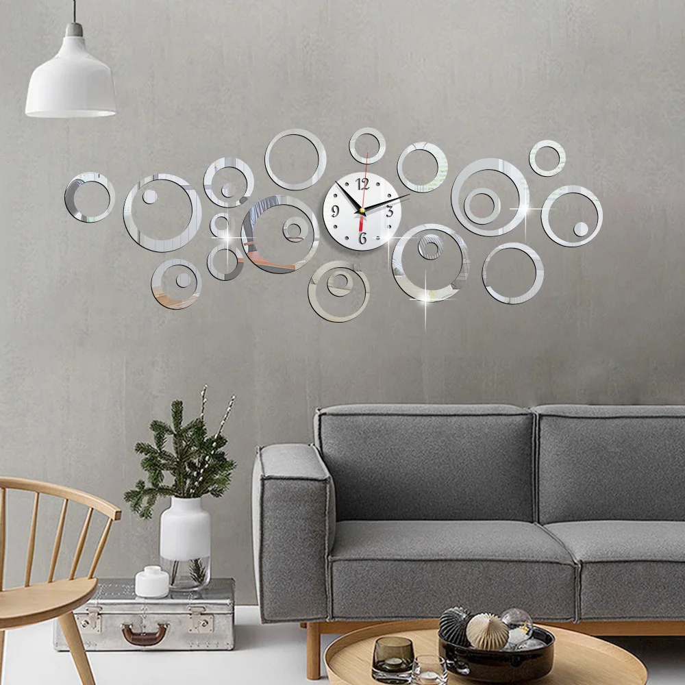 Resin Art Wall Clock - 3D Stereo Acrylic Mirror Large Size