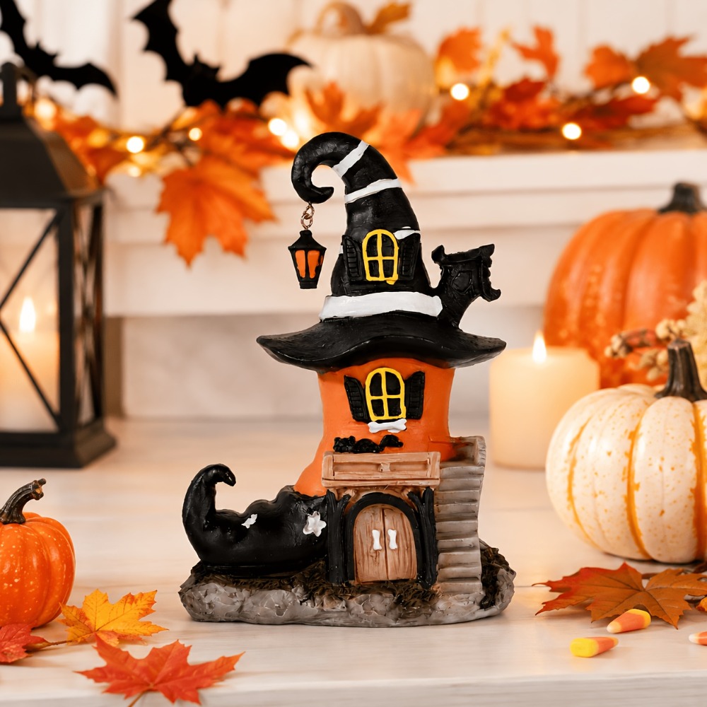 Resin Art Coffee Table - Halloween Resin Witch Shoe House Decoration