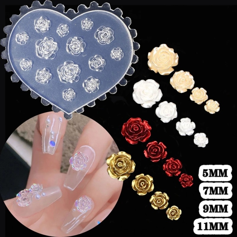 Resin Art Of Rose - 3D Rose Flower Nail Art Decorations