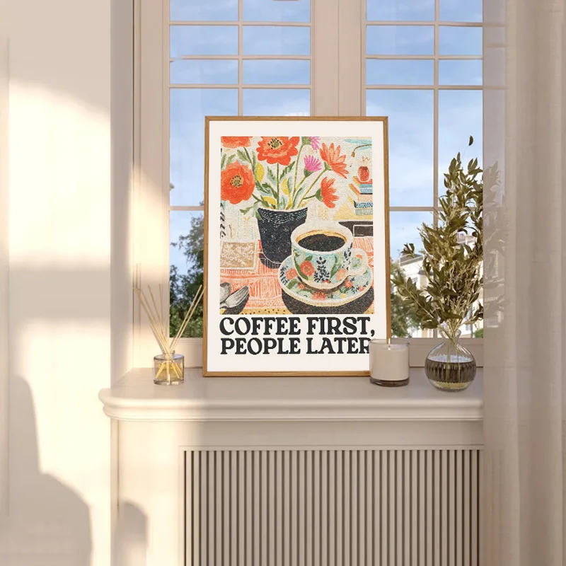 Resin Art Gallery - Coffee Flower Retro Wall Art Poster