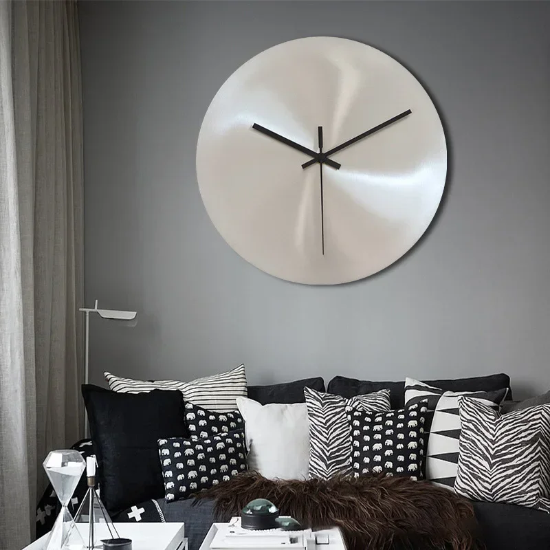 Resin Art Wall Clock - Silver Minimalist Industrial Wall Clock Without