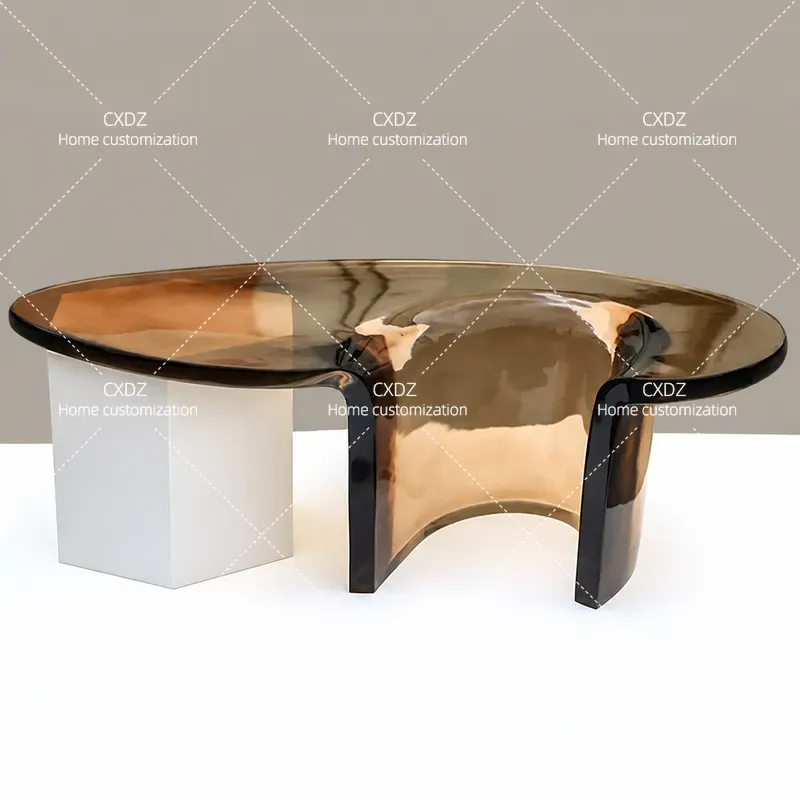 Resin Art Coffee Table - Creative Minimalist Irregular Shaped Coffee Table