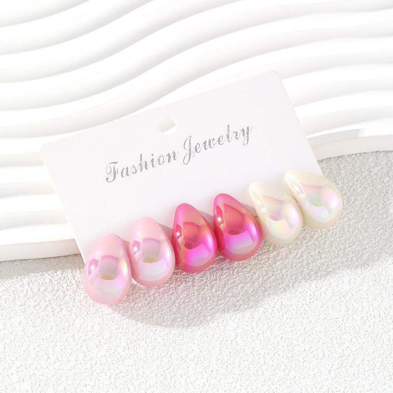 3 Pairs Fashion Resin Drop Ear - Resin Art Ring recension och pris