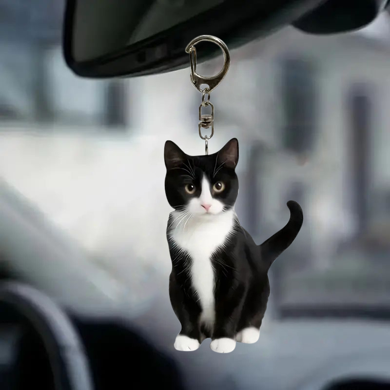Black And White Cat Keychain 2 - Resin Art Design Keychain recension och pris