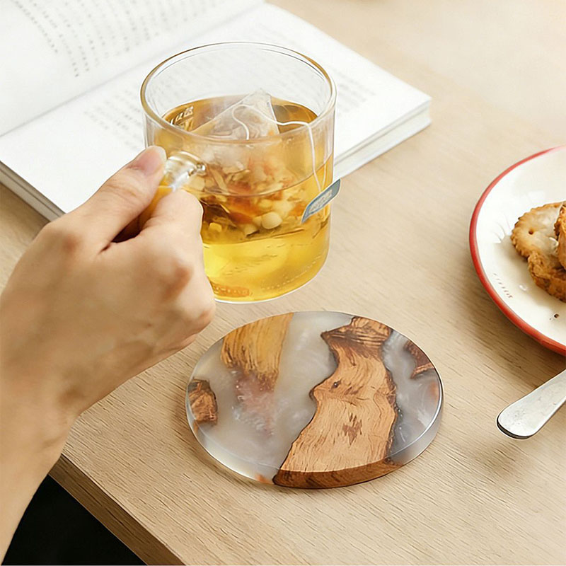 Drink Coaster Set, Wooden Bar  - Resin Art Coffee Table recension och pris
