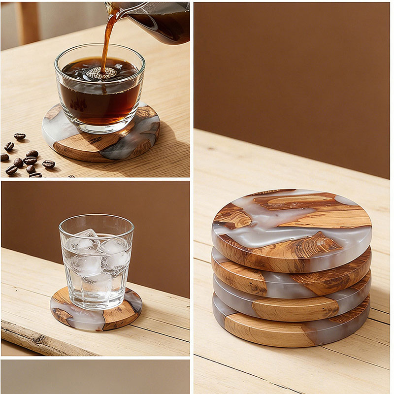 Drink Coaster Set, Wooden Bar  - Resin Art Coffee Table recension och pris