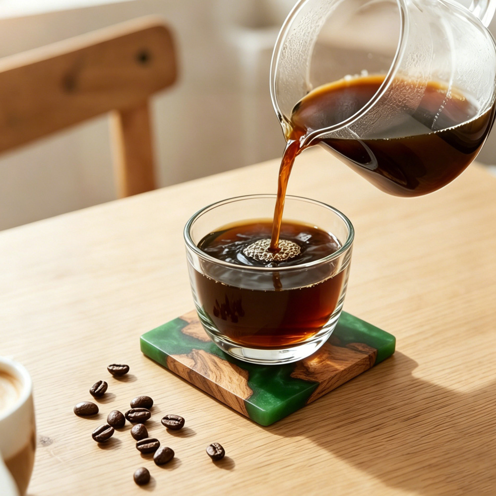 Drink Coaster Set, Wooden Bar  - Resin Art Coffee Table recension och pris