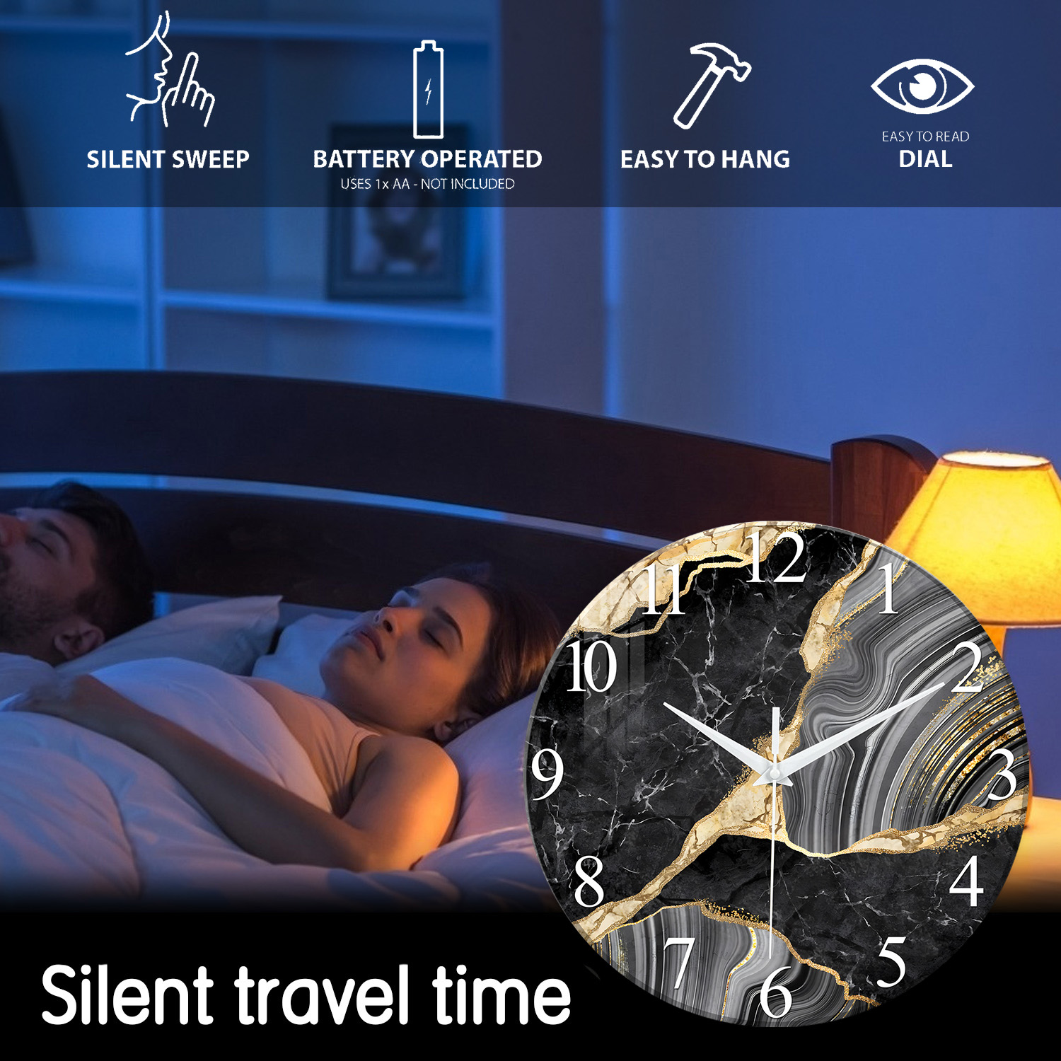 1pc 12-inch Modern Tempered Gl - Resin Art Wall Clock recension och pris