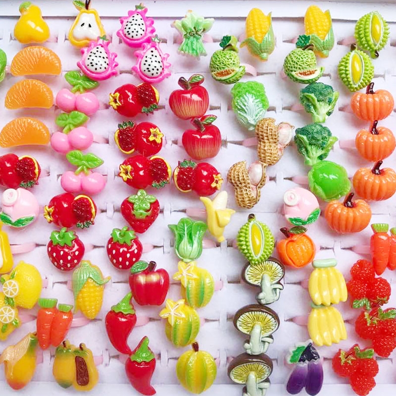 10pcs/Lot Cute Children's Cart - Resin Art Ring recension och pris