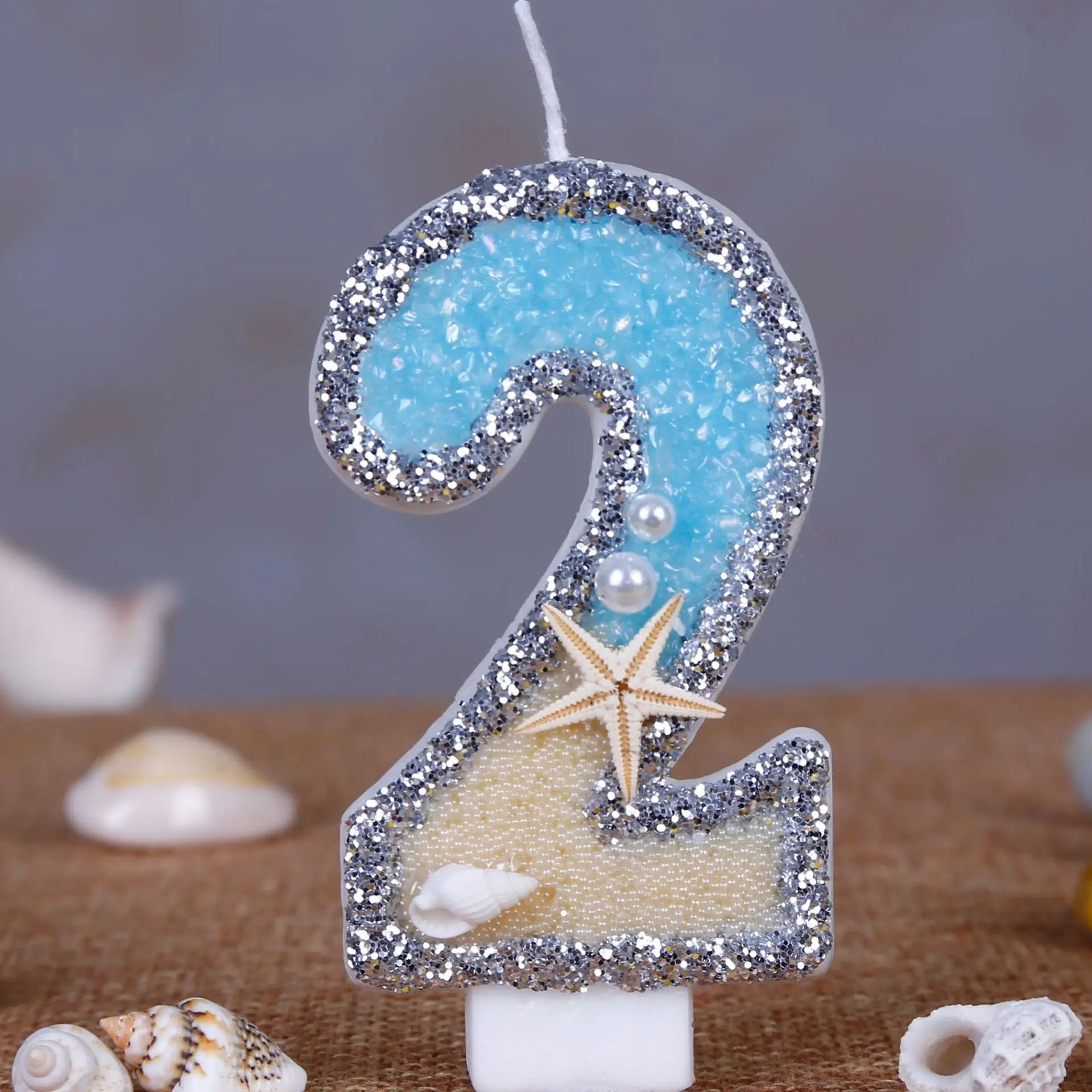 0-9 Number Glitter Candles Sum - Resin Art Beach Theme recension och pris