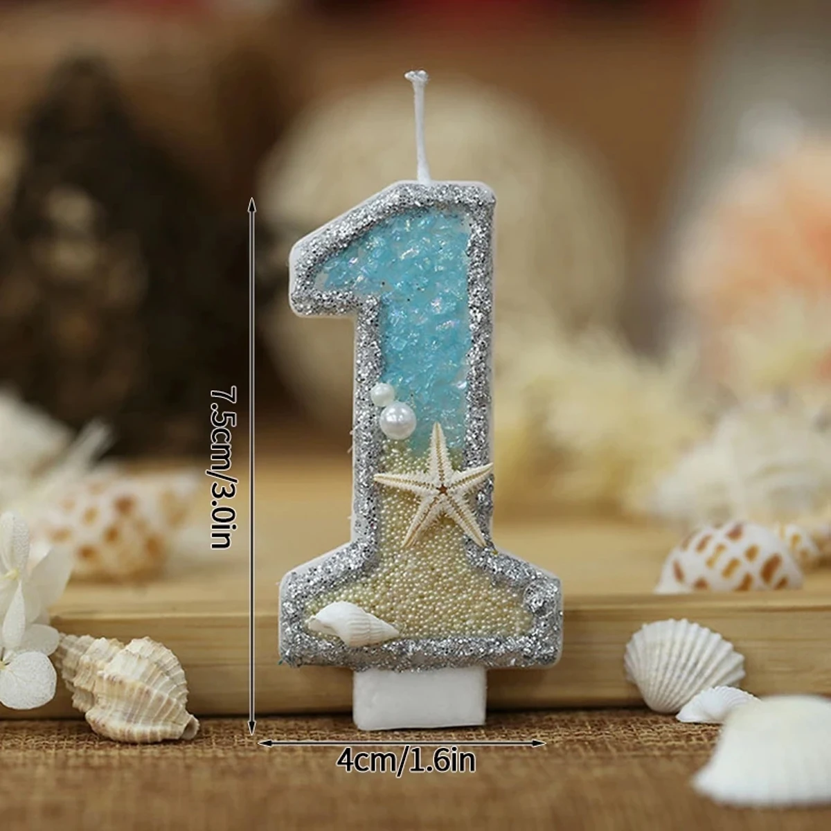 0-9 Number Glitter Candles Sum - Resin Art Beach Theme recension och pris