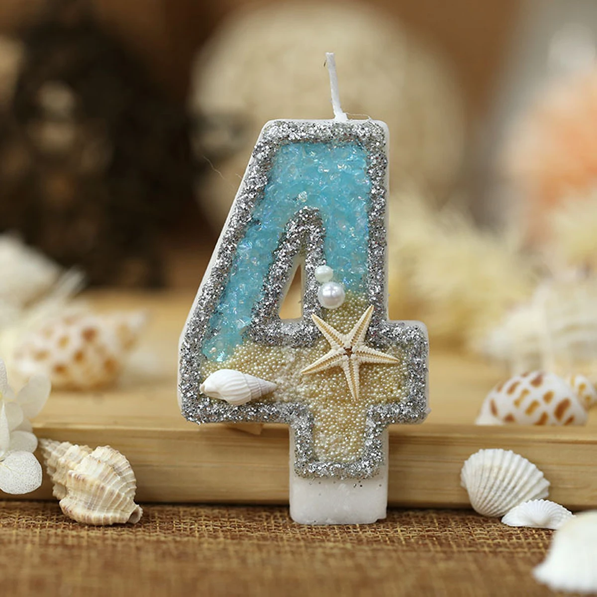 0-9 Number Glitter Candles Sum - Resin Art Beach Theme recension och pris