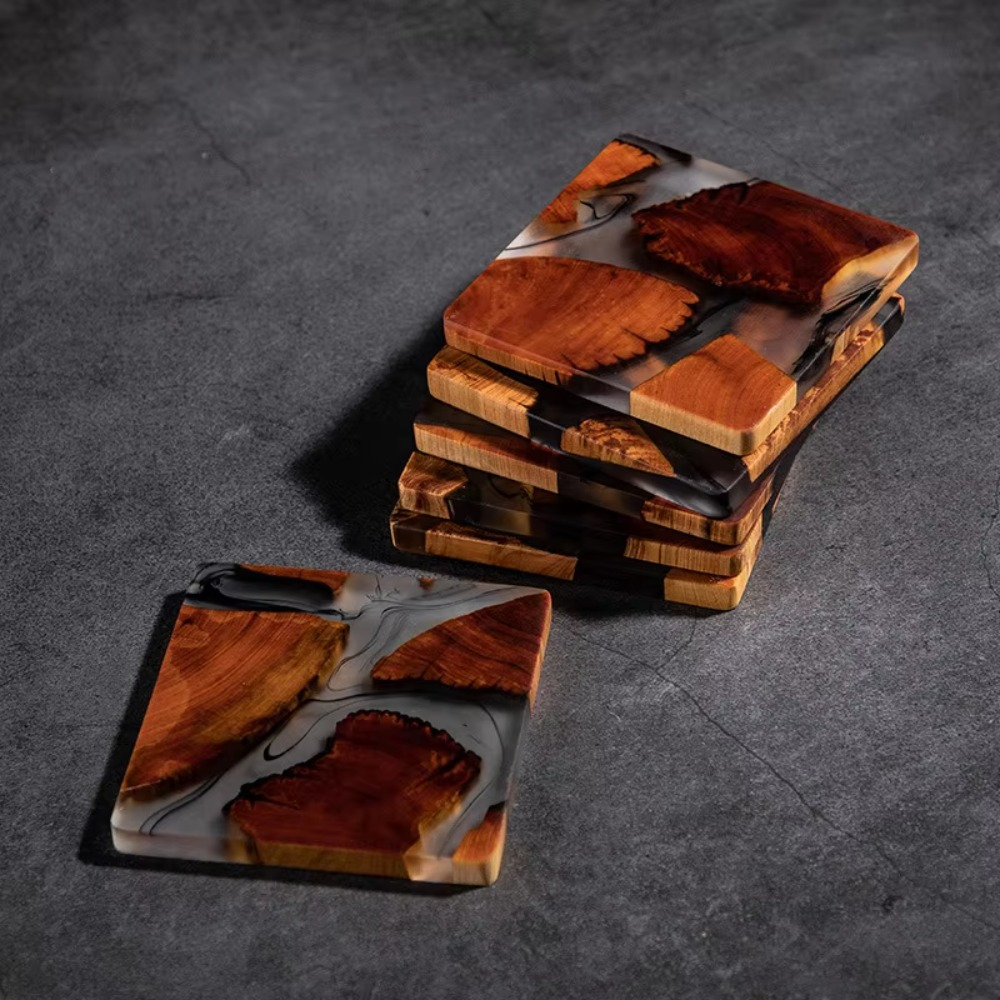 Wood Resin Coasters Square Cup - Resin Art Coffee Table recension och pris