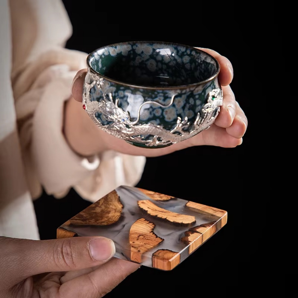 Wood Resin Coasters Square Cup - Resin Art Coffee Table recension och pris