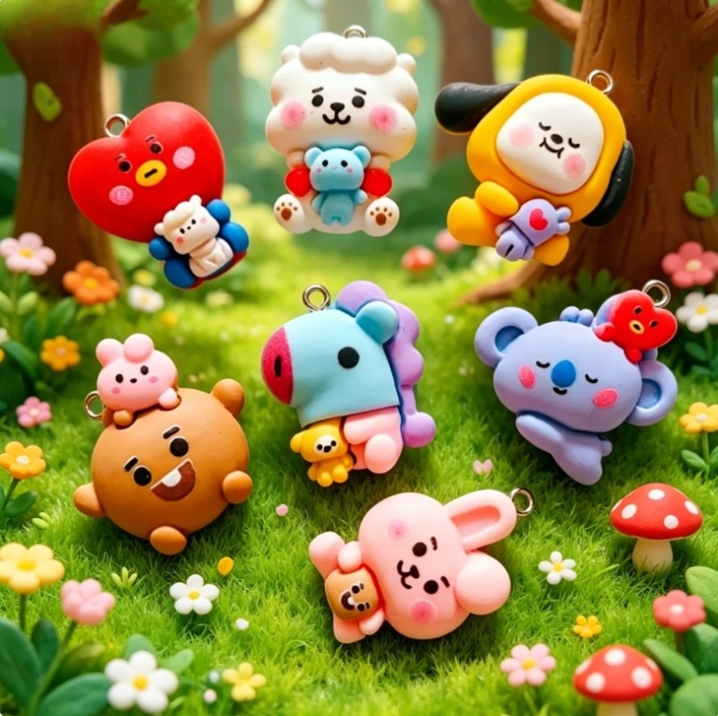 7pcs BT21 Resin Cartoon Charm  - Resin Art Gift Ideas recension och pris