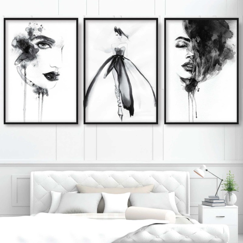 Ink Painting Fashion Black Whi - Resin Art Gallery recension och pris